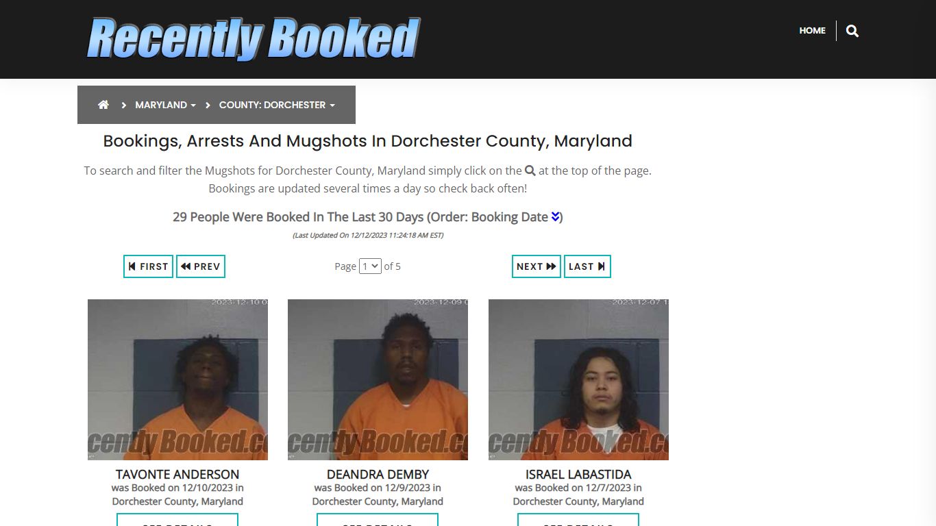 Bookings, Arrests and Mugshots in Dorchester County, Maryland